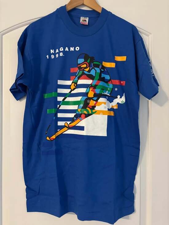 Vtg 1998 Nagano Olympics IBM Skiing T-Shirt L Fruit of the Loom NOS Unworn USA